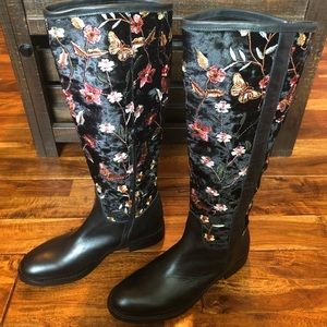 Morena Gabrielli Embroidered Velvet Riding Boots- rare